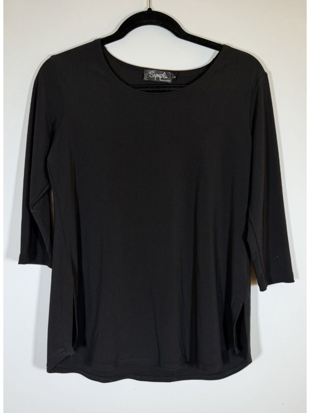 Sympli black Go To relax jersey 3/4 sleeve minimalist 6 capsule stretch top